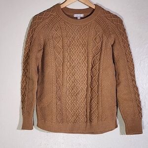J. Crew Tan Cable Knit Crewneck Sweater